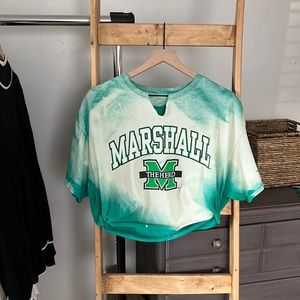 Marshall University Bleached Cropped Short Sleeve Tee